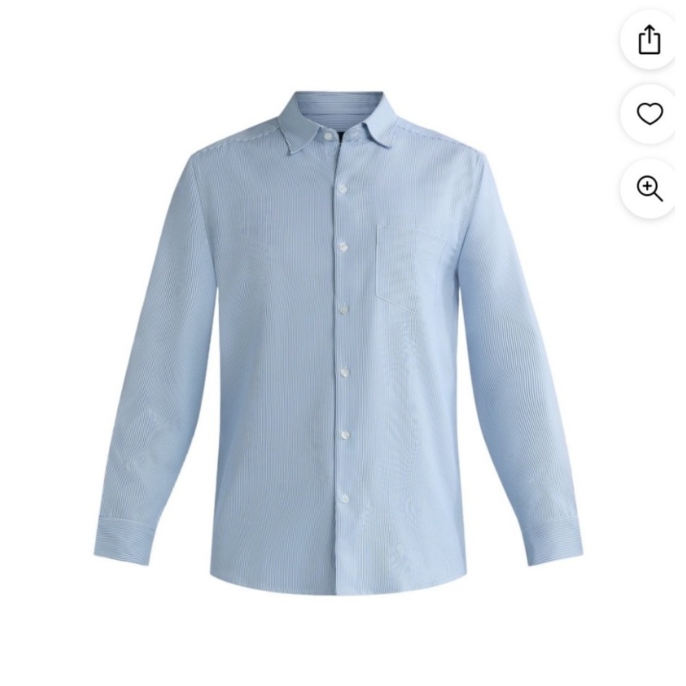 George Mens Performance Dress Shirt‎ Long Sleeve Modern Fit Blue Stripe Size S
